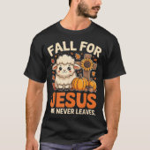 Fall For Jesus He Never Leaves Sheep Christian Aut T-shirt (Voorkant)