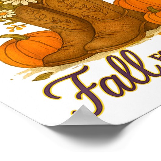 Fall For Jesus Western Boots Pumpkin Floral Faith  Poster (Hoek)