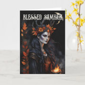 Fall Forest Blessed Samhain Night Pagan Witch Kaart (Gele Bloem)
