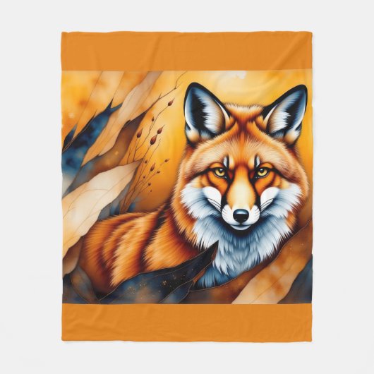 Fall Fox Painting Fleece Deken (Voorkant)