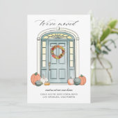 Fall Front Porch Colonial Door Moving Announcement Aankondiging (Staand voorkant)