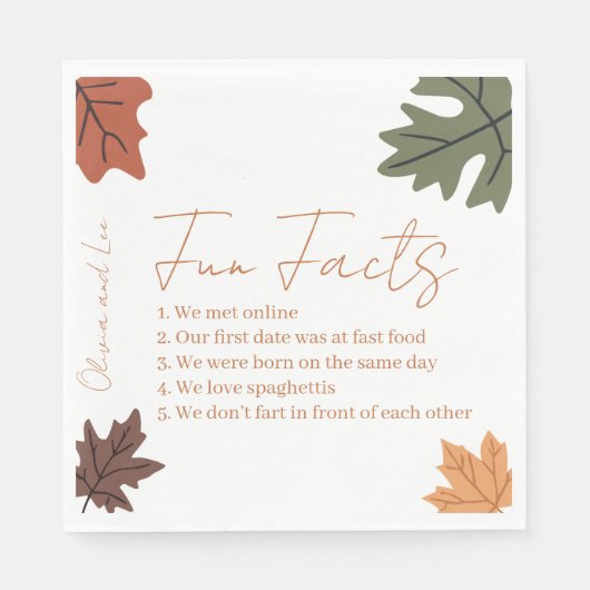 Fall Fun facts Name Wedding  Servet (Voorkant)