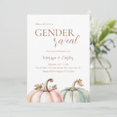 Fall Gende Reveal Pastel Pumpkin Invitation  Kaart (Staand voorkant)