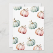 Fall Gende Reveal Pastel Pumpkin Invitation  Kaart (Achterkant)