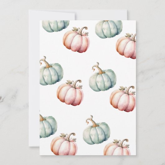 Fall Gende Reveal Pastel Pumpkin Invitation  Kaart (Achterkant)