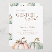 Fall Gende Reveal Pastel Pumpkin Invitation  Kaart (Voorkant / Achterkant)