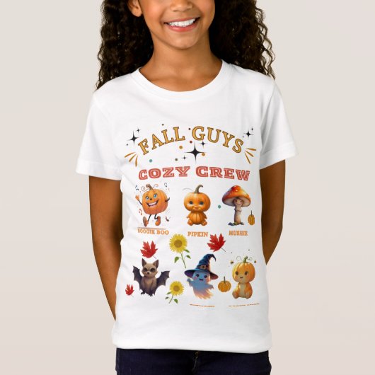 "Fall Guys Cozy Crew" Kinder herfst T-shirt  (Voorkant)