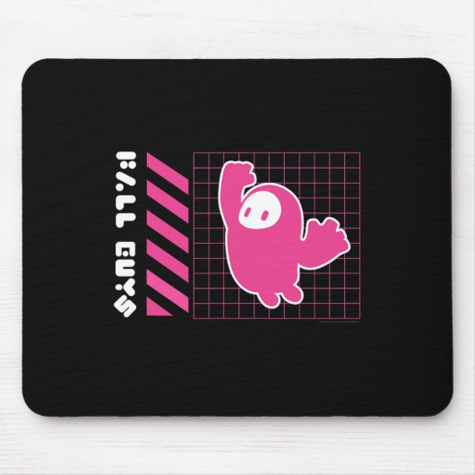 Fall Guys Neon Grid Springende Boon Gamer Vibes  Muismat (Voorkant)
