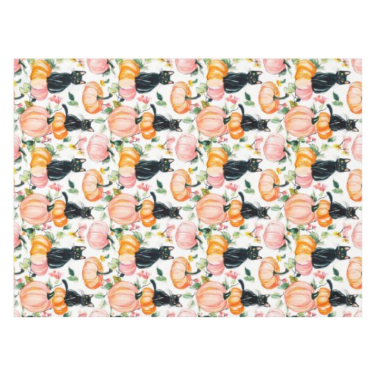 Fall Halloween Black Cats and Pumpkin Design Tafelkleed (Voorkant (Horizontaal))