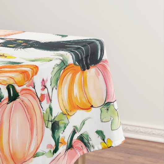 Fall Halloween Black Cats and Pumpkin Design Tafelkleed (Voorbeeld)