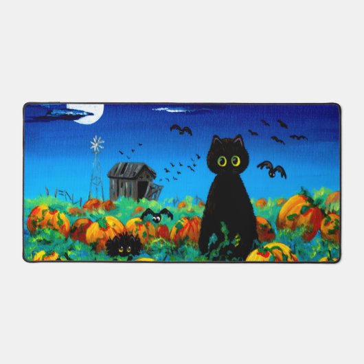Fall Halloween Black Cats Moon Pumpkins Bureaumat (Voorkant)