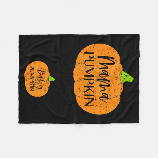 Fall Halloween Thanksgiving Mama And Baby Pumpkin  Fleece Deken (Voorkant (Horizontaal))