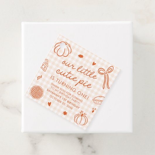 Fall Hand Drawn A Little Cutie Pie 1st Birthday  Bedankjes Labels (In situ)