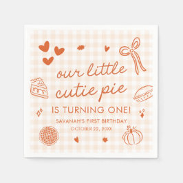 Fall Hand Drawn A Little Cutie Pie 1st Birthday Servet