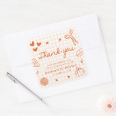 Fall Hand Drawn A Little Cutie Pie 1st Birthday Vierkante Sticker (Envelop)