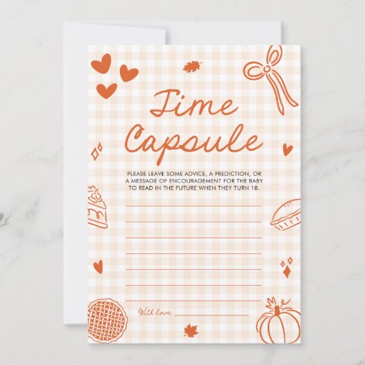 Fall Hand Drawn Baby Shower Time Capsule Game Kaart (Voorkant)