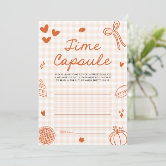 Fall Hand Drawn Baby Shower Time Capsule Game Kaart (Staand voorkant)