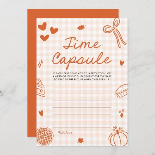 Fall Hand Drawn Baby Shower Time Capsule Game Kaart (Voorkant / Achterkant)