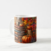 Fall Harvest Books & Pumpkin Coffee Mug Wrap Koffiemok (Voorkant links)