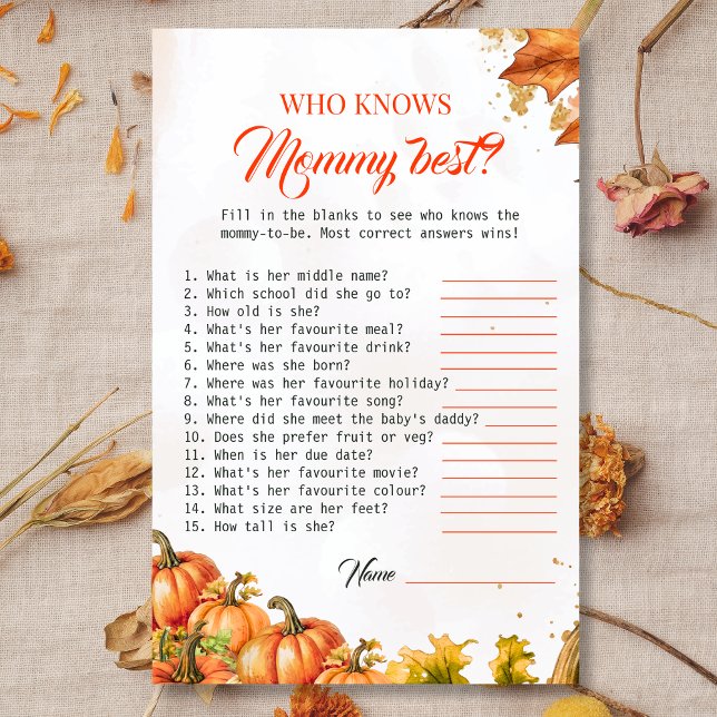 Fall Harvest Mommy Best Baby Shower Game (Creator heeft geüpload)