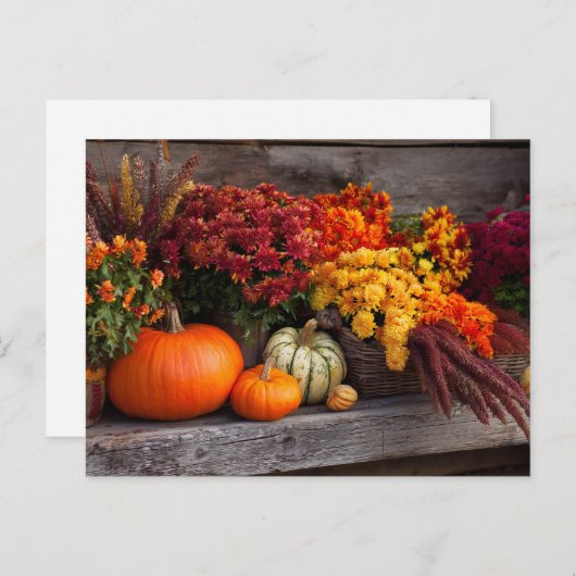Fall Harvest Tablescape - Autumn Pumpkins Flowers Briefkaart (Voorkant / Achterkant)
