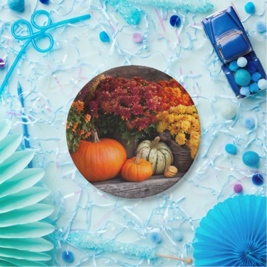 Fall Harvest Tablescape - Autumn Pumpkins Flowers Papieren Bordje (Feest)