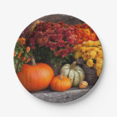 Fall Harvest Tablescape - Autumn Pumpkins Flowers Papieren Bordje (Voorkant)