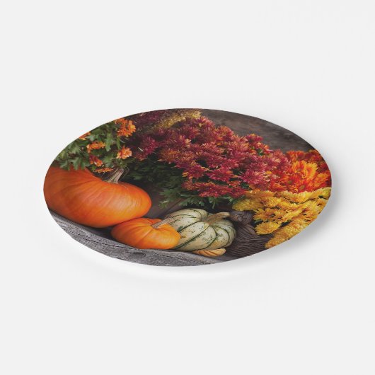 Fall Harvest Tablescape - Autumn Pumpkins Flowers Papieren Bordje (Gekanteld)