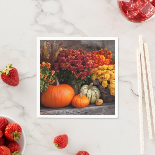 Fall Harvest Tablescape - Autumn Pumpkins Flowers Servet (Insitu)
