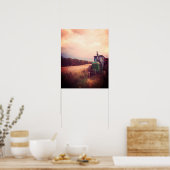 Fall Harvest Tractor at Sunset Poster (Keuken)