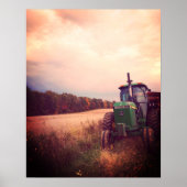 Fall Harvest Tractor at Sunset Poster (Voorkant)