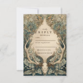Fall Harvest Woodland Wedding RSVP Kaartje (Voorkant)
