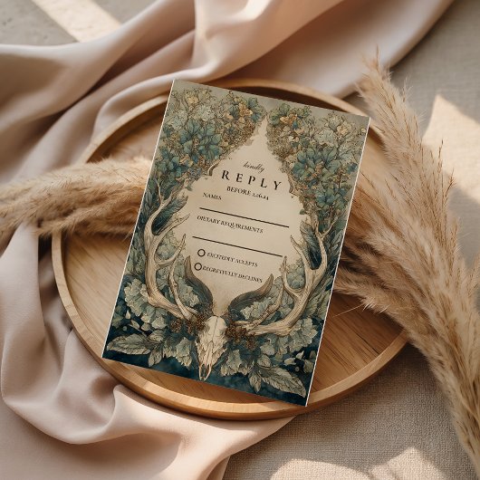 Fall Harvest Woodland Wedding RSVP Kaartje