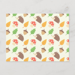 Fall Hedgehog Pattern Briefkaart