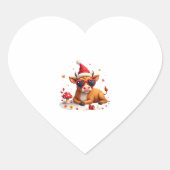 Fall Highland Cow Pumpkin Bow Christmas Girls Kids Hart Sticker (Voorkant)