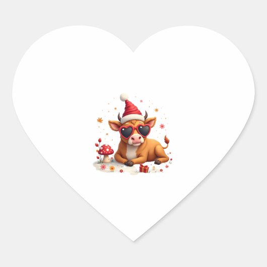 Fall Highland Cow Pumpkin Bow Christmas Girls Kids Hart Sticker (Voorkant)