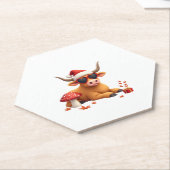 Fall Highland Cow Pumpkin Bow Christmas Girls Kids Kartonnen Onderzetters (Schuin)