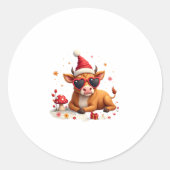 Fall Highland Cow Pumpkin Bow Christmas Girls Kids Ronde Sticker (Voorkant)