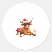 Fall Highland Cow Pumpkin Bow Christmas Girls Kids Ronde Sticker (Voorkant)