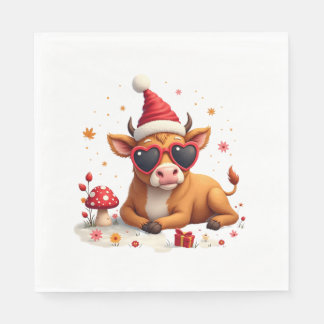 Fall Highland Cow Pumpkin Bow Christmas Girls Kids Servet