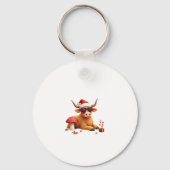 Fall Highland Cow Pumpkin Bow Christmas Girls Kids Sleutelhanger (Voorkant)