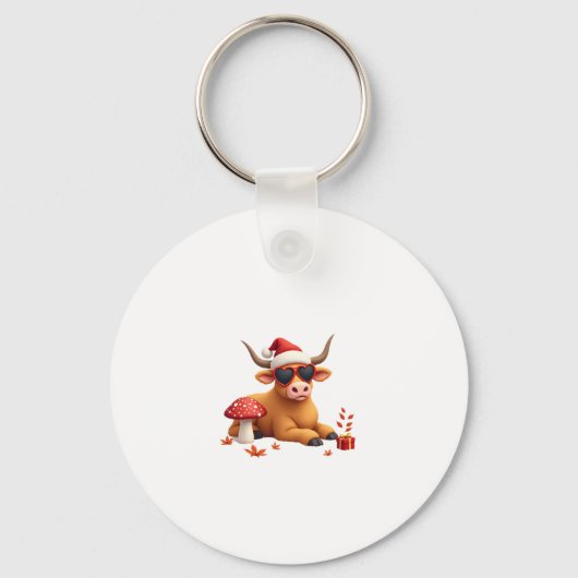 Fall Highland Cow Pumpkin Bow Christmas Girls Kids Sleutelhanger (Voorkant)