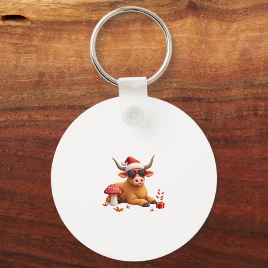 Fall Highland Cow Pumpkin Bow Christmas Girls Kids Sleutelhanger (Voorkant)