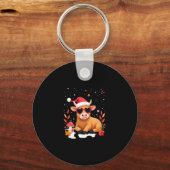 Fall Highland Cow Pumpkin Bow Christmas Girls Kids Sleutelhanger (Voorkant)