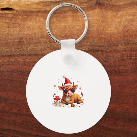 Fall Highland Cow Pumpkin Bow Christmas Girls Kids Sleutelhanger (Voorkant)