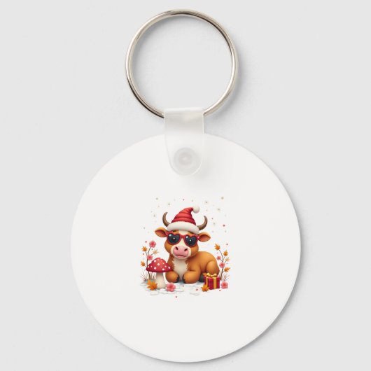 Fall Highland Cow Pumpkin Bow Christmas Girls Kids Sleutelhanger (Voorkant)