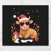 Fall Highland Cow Pumpkin Bow Christmas Girls Kids Sparkling Wijnetiket (Enkel label)