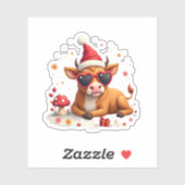 Fall Highland Cow Pumpkin Bow Christmas Girls Kids Sticker (Vel)