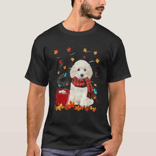 Fall Hot Chocolate White Toy Poodle T-shirt (Voorkant)