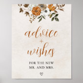 Fall in Love | Advice & Wishes Bridal Shower Sign Poster (Voorkant)